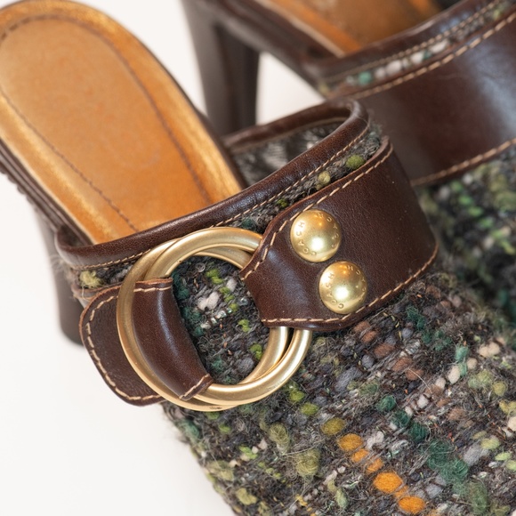 Coach Brown Tweed Claude Mules - Picture 3 of 7